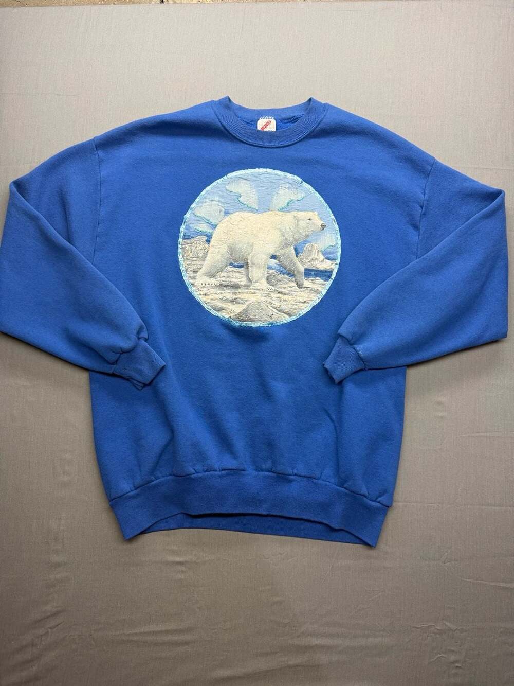 Vintage 90's Sea World Polar Bear Blue Sun Faded Large Sweatshirt
